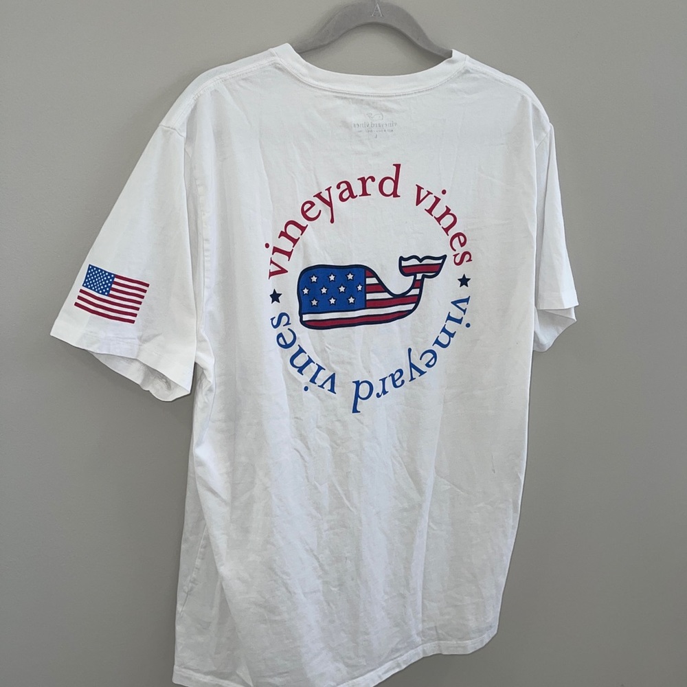 Vineyard Vines White USA Whale theme Shirt
